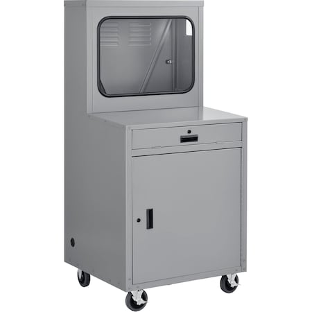 Global Industrial Mobile Heavy-Duty LCD Computer Cabinet, Dark Gray, Assembled 249190AGY